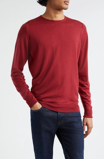 John Smedley Marcus Crewneck Virgin Wool Sweater In Red Jasper