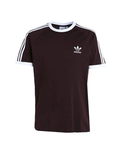 Adidas Originals 3-stripes Tee Man T-shirt Cocoa Size L Cotton In White/shadow Brown