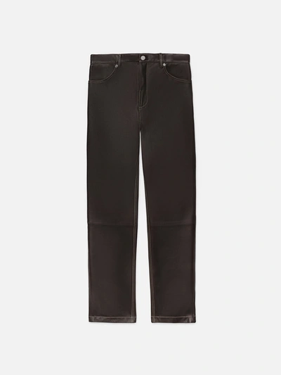 Frame Leather Straight Leg Trousers Trousers In Brown