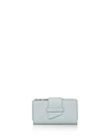Allsaints Ray Leather Wallet In Baby Blue/silver