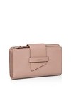 Allsaints Ray Leather Wallet In Blush Pink/silver