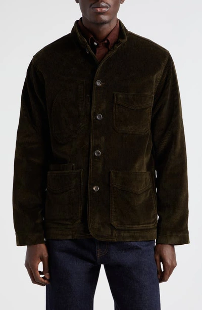 Drake's Artist Corduroy Chore Jacket In Dark Olive