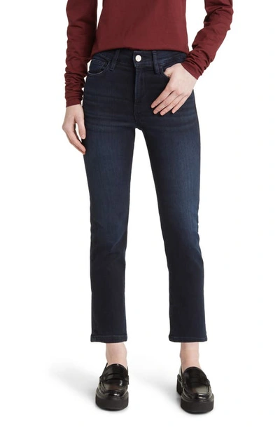 Frame Le High Ripped Straight Leg Jeans In Onyx Indigo