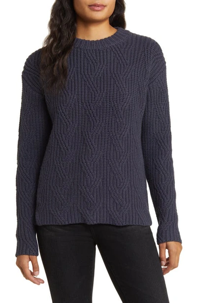 Caslon Rib Cable Mock Neck Sweater In Navy Charcoal