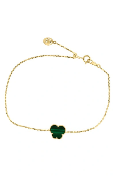 Effy 14k Yellow Gold Malachite Clover Bracelet In Green