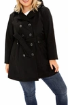 Sebby Softshell Hooded Trench Coat In Black