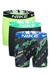 Nike Kids' Assorted 3-pack Micro Essentials Boxer Briefs In Ghost Green