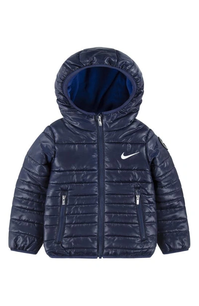 Nike Kids' Midweight Hooded Puffer Jacket In Midnight Navy