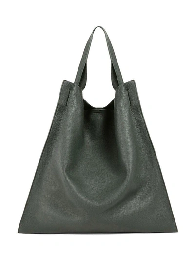 Jil Sander Xiao Md Grained-leather Tote In Verde