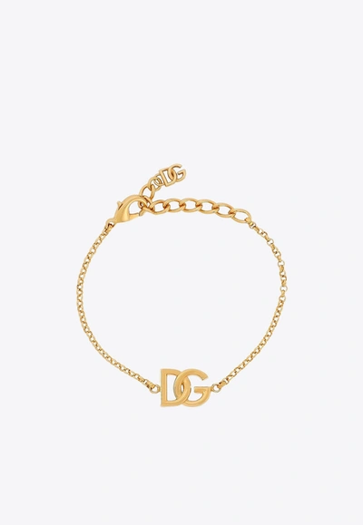 Dolce & Gabbana Dg Logo Chain-link Bracelet In Gold