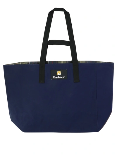 Barbour X Maison Kitsuné Reversible Tote Bag In Blue