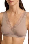 Hanro Milea Lace Trim Bra In Mocha