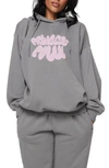 Princess Polly Logo Graphic Hoodie In Charcoal/ Pink