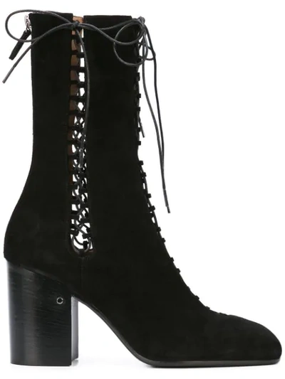 Laurence Dacade 85mm Suzy Lace-up Suede Boots In Black