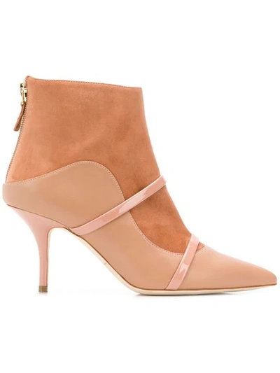 Malone Souliers 70mm Madison Suede & Leather Ankle Boots In Nude