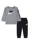 Nike Babies' Futura Long Sleeve Tee & Joggers Set In Black/ Grey