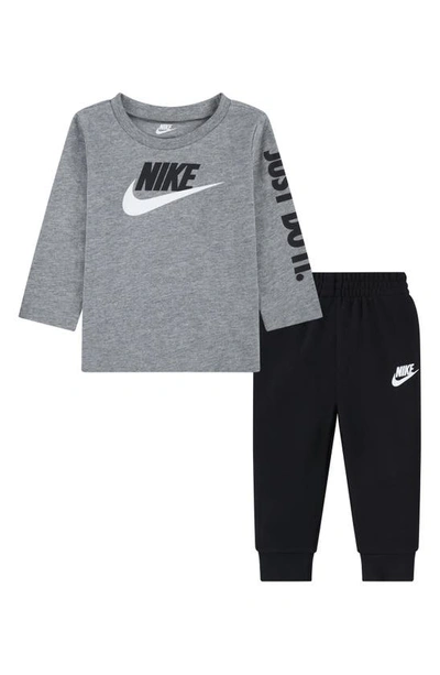 Nike Futura Long Sleeve Tee & Joggers Set In Black/ Grey
