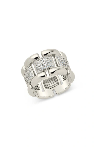 Sterling Forever Avina Pavé Cubic Zirconia Link Ring In Silver
