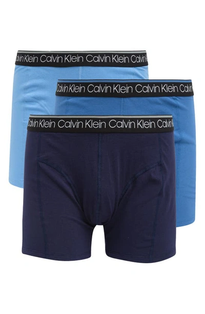 Calvin Klein 3-pack Stretch Cotton Boxer Briefs In Blue Multi