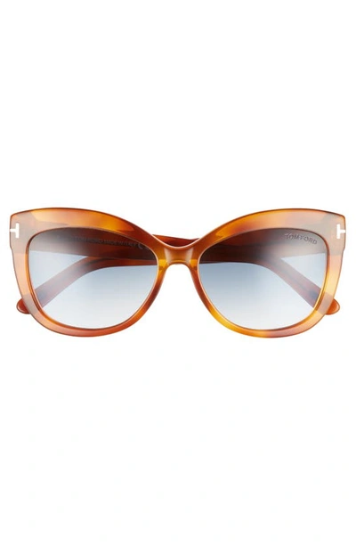 Tom Ford Alistair 56mm Gradient Sunglasses In Blonde Havana / Gradient Blue