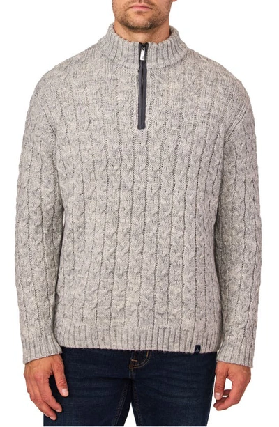 Rainforest Mountain Range Cable Knit Quarter Zip Sweater In Grey
