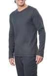 Rainforest Waffle Knit Long Sleeve Henley Pajama Top In Charcoal