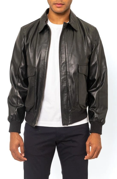 Pino By Pinoporte Leather Bomber Jacket In Black
