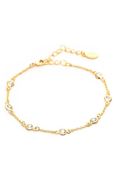 Rivka Friedman 18k Gold Plated Cubic Zirconia Station Bracelet In 18k Gold Clad