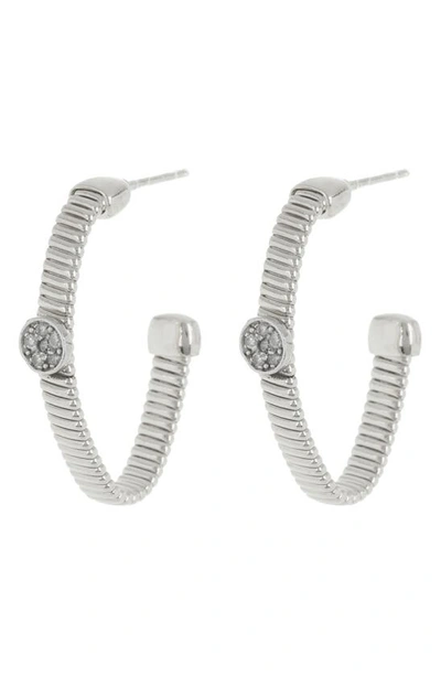 Meshmerise 25mm Diamond Hoop Earrings In White