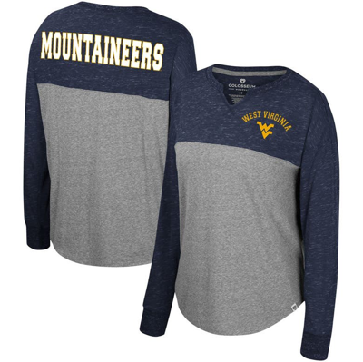 Colosseum Heather Gray/navy West Virginia Mountaineers Jelly Of The Month Oversized Tri-blend Long S In Heather Gray,navy