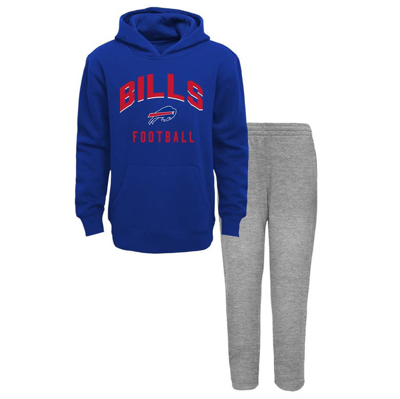 Outerstuff Kids' Toddler Boys And Girls Royal, Heather Grey Buffalo Bills Play By Play Pullover Hoodie And Trousers Set In Royal,heather Grey