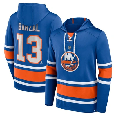 Fanatics Branded Mathew Barzal Royal New York Islanders Name & Number Lace-up Pullover Hoodie