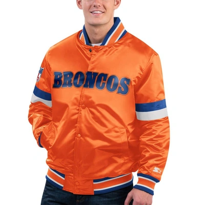 Starter Orange Denver Broncos Gridiron Classics Home Game Satin Full-snap Varsity Jacket