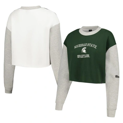 Hype And Vice Green Michigan State Spartans Colorblock Rookie Crew Pullover Sweatshirt