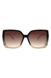 Bcbg 52mm Gradient Square Sunglasses In Black/ Nude