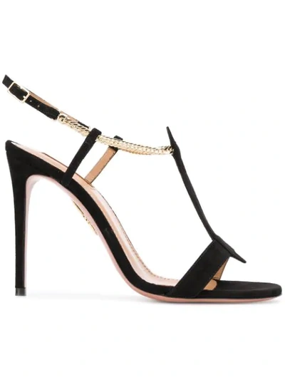 Aquazzura Leather Sandal In Black