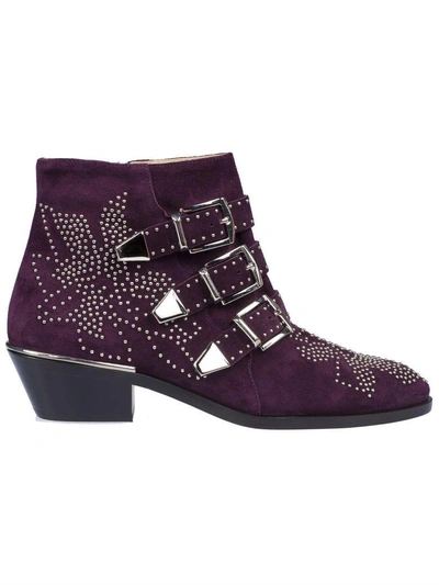 Chloé Susanna Ankle Boots In Dark Purple