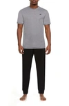 Russell Athletic Tech T-shirt & Fleece Joggers Set In Grey/ Black