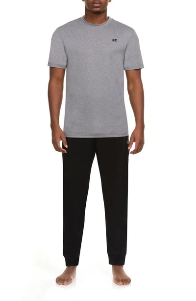 Russell Athletic Tech T-shirt & Fleece Joggers Set In Grey/ Black