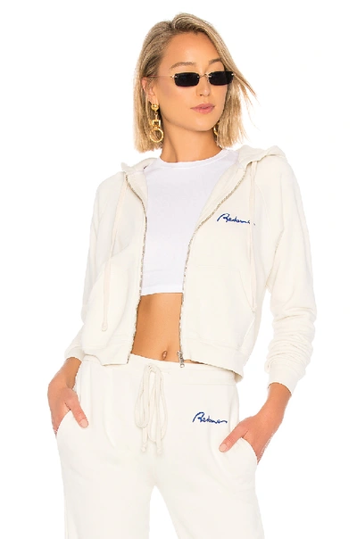 Re/done Embroidered Cotton-terry Hoodie In White
