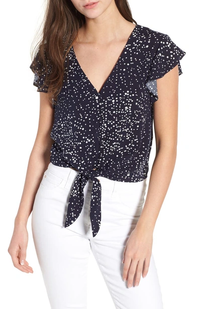 Cupcakes And Cashmere Bellfield Tie-front Dot-print Top In Ink