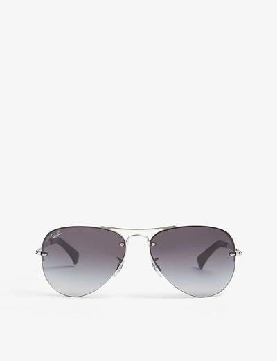 Ray Ban Rb3449 Pilot-frame Sunglasses In Silver