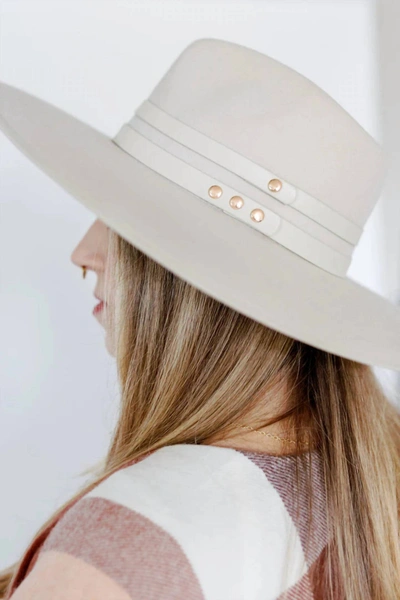 Gyal Bashy Wool Fedora Hat With Double Leather Band In Dune In Multi