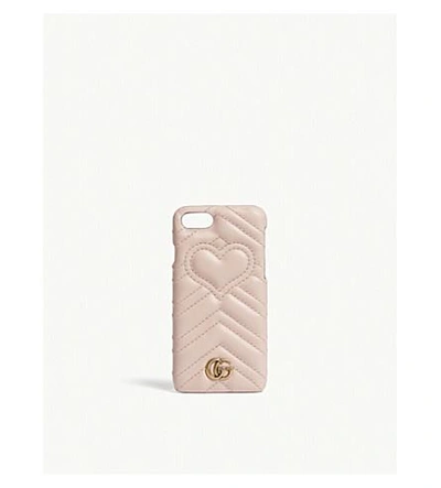 Gucci Gg Marmont Leather Iphone 7 Clip On Case In Pink