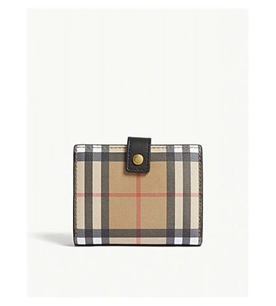 Burberry Lakeside Vintage Check Small Leather Purse In Black