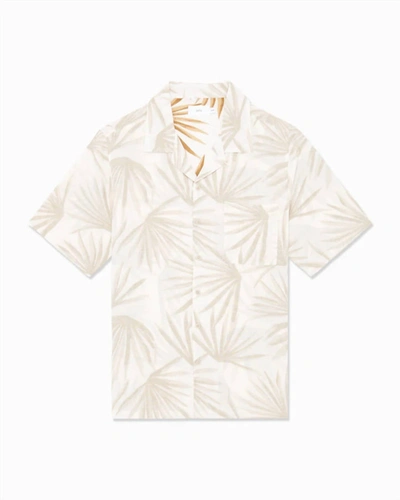 Onia Air Linen Convertible Camp Shirt In Sand / White In Multi