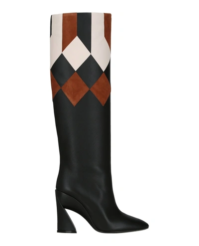 Ferragamo Antea Patchwork Boots In Beige