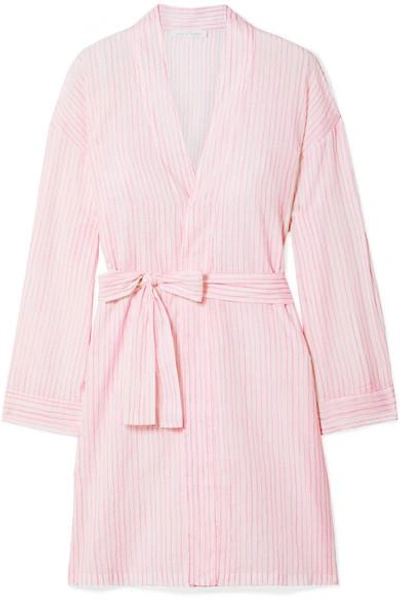 Pour Les Femmes Striped Cotton-voile Robe In Pink
