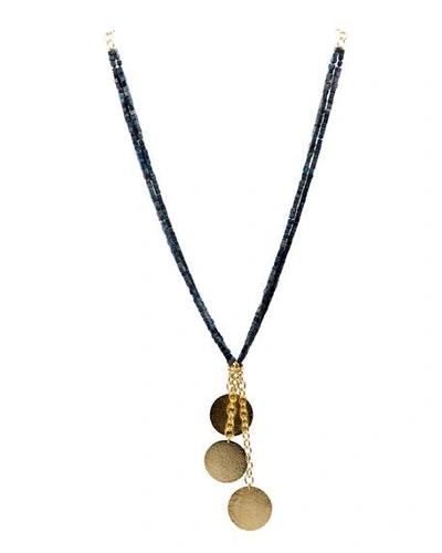 Stephanie Kantis Beaded Sea Jasper Tassel Necklace In Gold