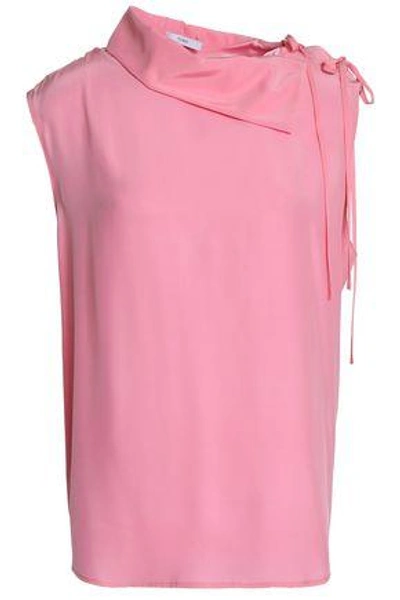 Tome Woman Asymmetric Lace-up Silk-charmeuse Top Pink